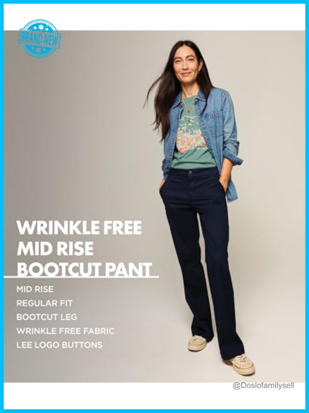 Wrinkle Free Mid Rise Bootcut Pants Regular Fit Stretch - Picture 5 of 6